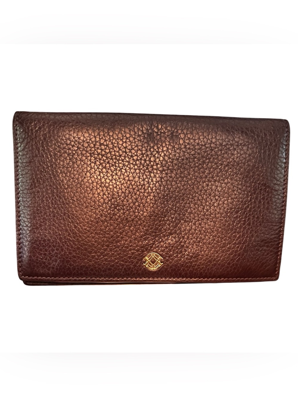 Dagne Dover Burgundy Pebbled Leather Bifold Wallet